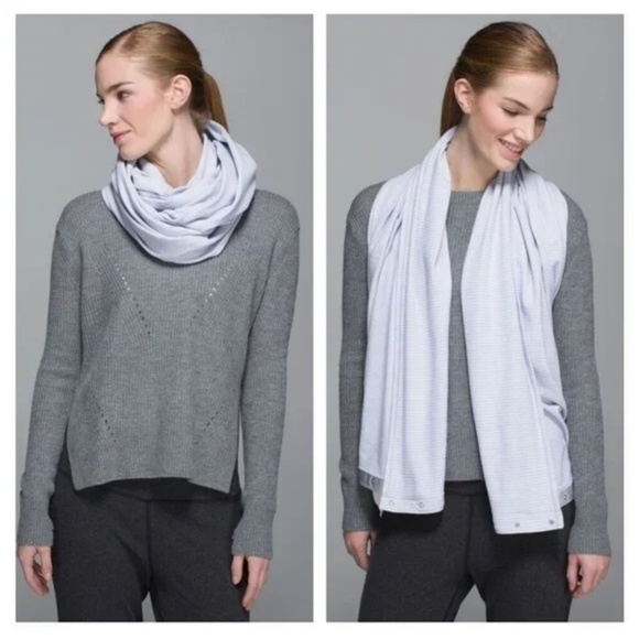 Lululemon White/grey 1/8 stripe Vanyasa Scarf - Picture 1 of 5